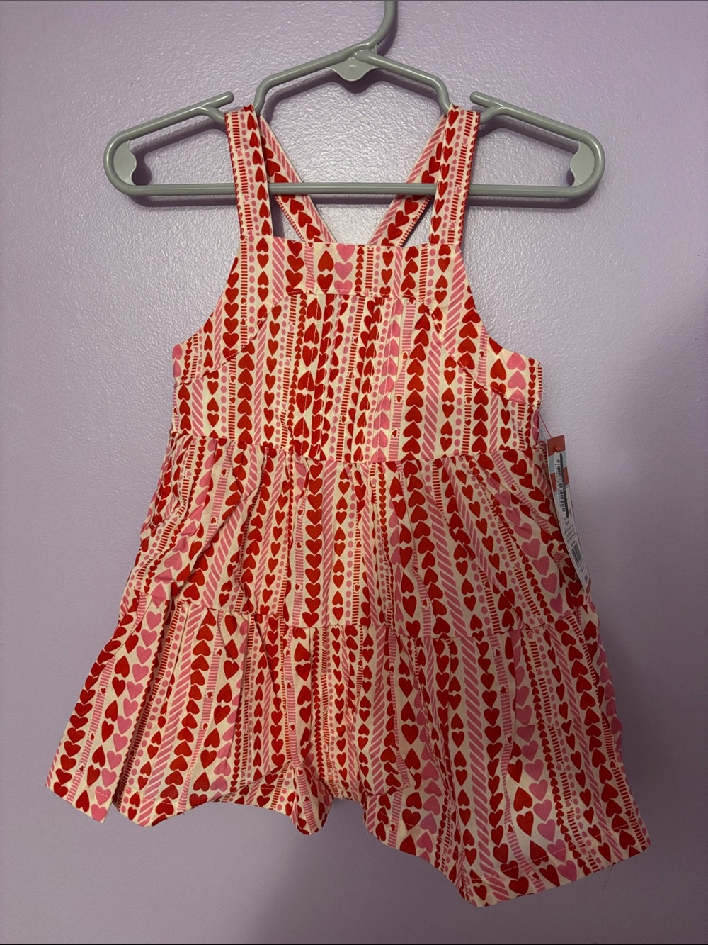 Cat & Jack Pink and Red Heart-Print Tiered Sundress